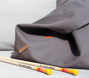 knitting project bag and needles - knit affair