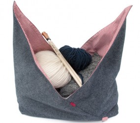 knitting project bag and needles - knit affair